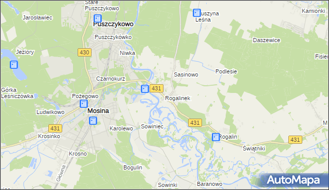 mapa Rogalinek, Rogalinek na mapie Targeo