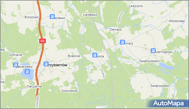 mapa Rokita gmina Przybiernów, Rokita gmina Przybiernów na mapie Targeo