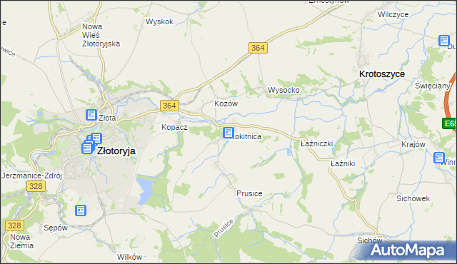 mapa Rokitnica gmina Złotoryja, Rokitnica gmina Złotoryja na mapie Targeo