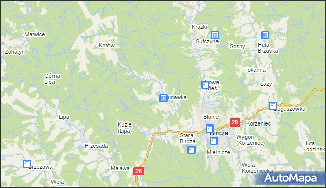 mapa Rudawka gmina Bircza, Rudawka gmina Bircza na mapie Targeo