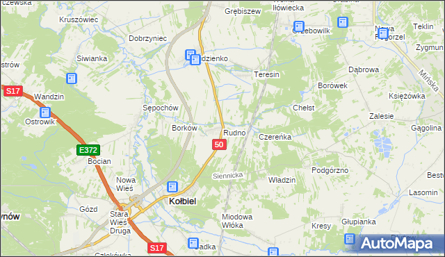 mapa Rudno gmina Kołbiel, Rudno gmina Kołbiel na mapie Targeo