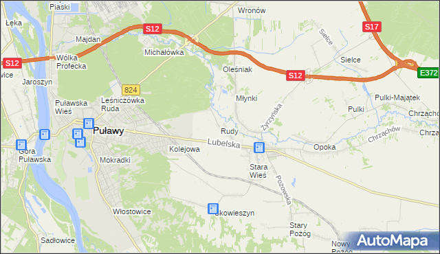 mapa Rudy gmina Końskowola, Rudy gmina Końskowola na mapie Targeo