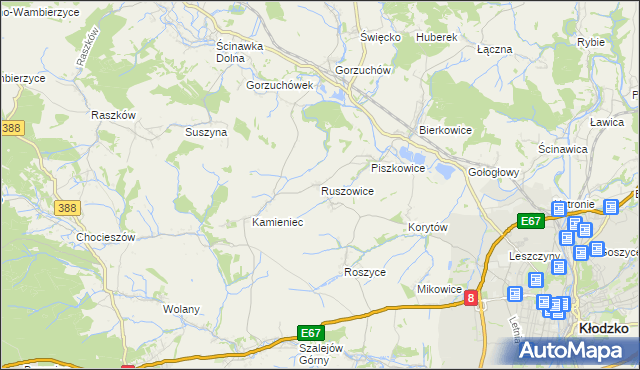 mapa Ruszowice gmina Kłodzko, Ruszowice gmina Kłodzko na mapie Targeo