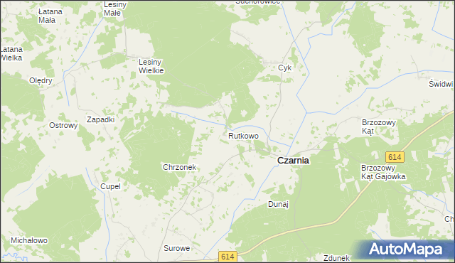 mapa Rutkowo gmina Czarnia, Rutkowo gmina Czarnia na mapie Targeo