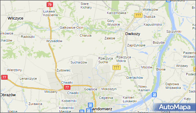 mapa Rzeczyca Sucha, Rzeczyca Sucha na mapie Targeo