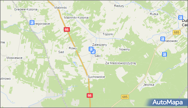 mapa Saki gmina Kleszczele, Saki gmina Kleszczele na mapie Targeo