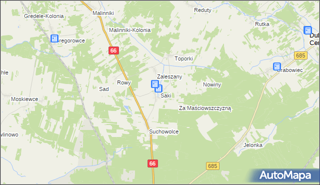 mapa Saki gmina Kleszczele, Saki gmina Kleszczele na mapie Targeo