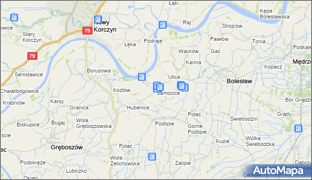 mapa Samocice, Samocice na mapie Targeo