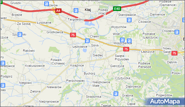 mapa Siedlec gmina Bochnia, Siedlec gmina Bochnia na mapie Targeo