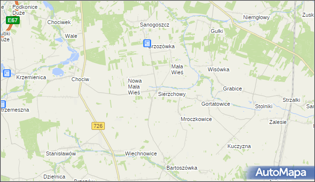 mapa Sierzchowy, Sierzchowy na mapie Targeo