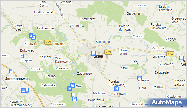 mapa Skała powiat krakowski, Skała powiat krakowski na mapie Targeo