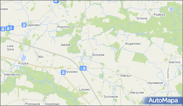 mapa Skoczów gmina Dygowo, Skoczów gmina Dygowo na mapie Targeo