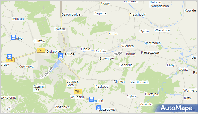 mapa Sławniów, Sławniów na mapie Targeo