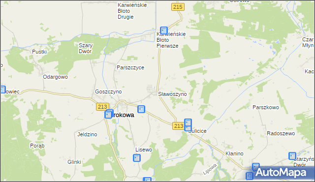 mapa Sławoszyno, Sławoszyno na mapie Targeo