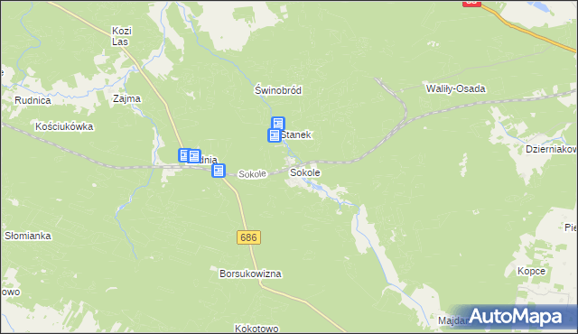 mapa Sokole gmina Michałowo, Sokole gmina Michałowo na mapie Targeo