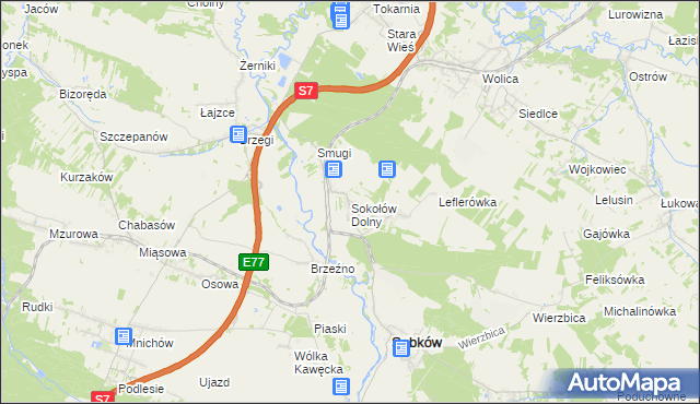 mapa Sokołów Dolny, Sokołów Dolny na mapie Targeo