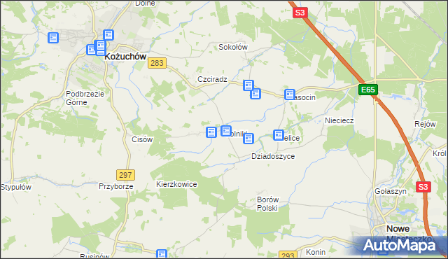 mapa Solniki gmina Kożuchów, Solniki gmina Kożuchów na mapie Targeo