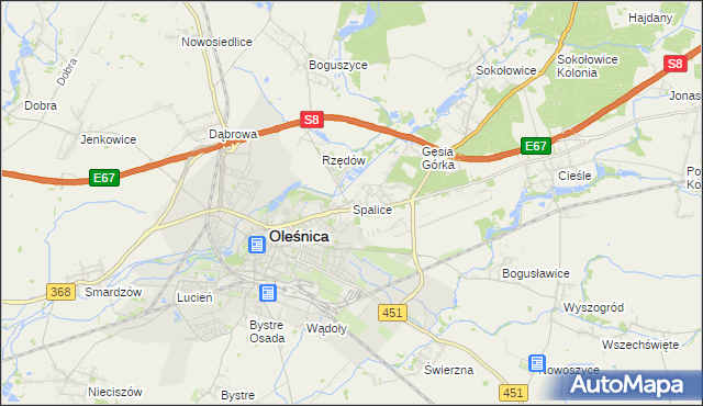 mapa Spalice, Spalice na mapie Targeo