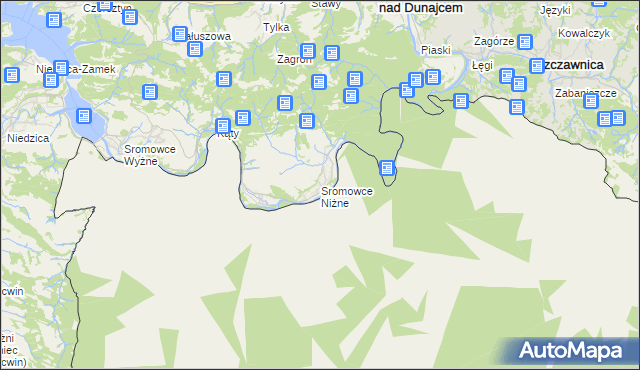 mapa Sromowce Niżne, Sromowce Niżne na mapie Targeo