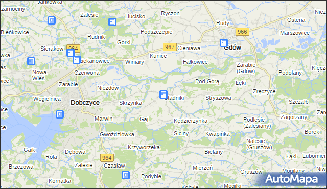 mapa Stadniki gmina Dobczyce, Stadniki gmina Dobczyce na mapie Targeo