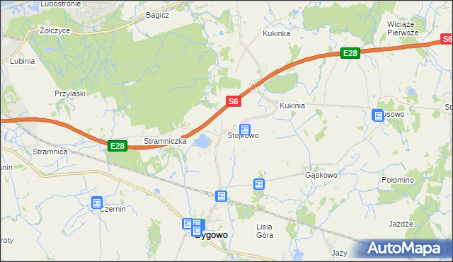 mapa Stojkowo, Stojkowo na mapie Targeo