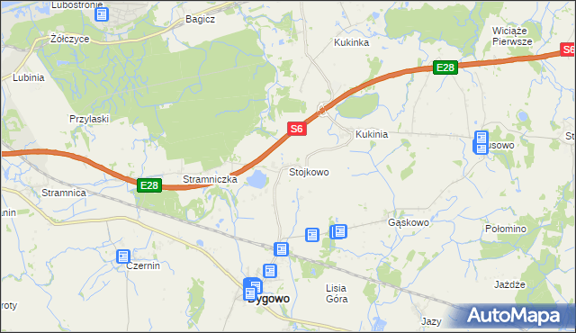 mapa Stojkowo, Stojkowo na mapie Targeo