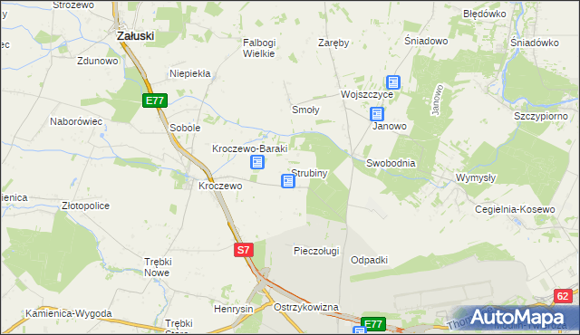 mapa Strubiny gmina Zakroczym, Strubiny gmina Zakroczym na mapie Targeo