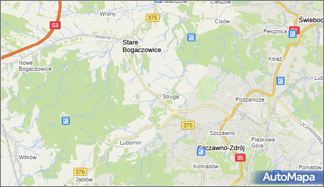 mapa Struga gmina Stare Bogaczowice, Struga gmina Stare Bogaczowice na mapie Targeo