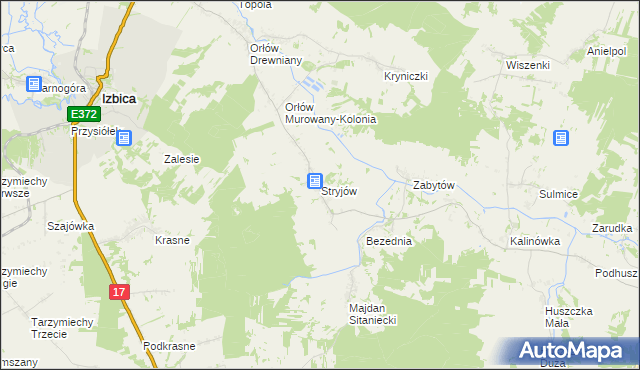 mapa Stryjów, Stryjów na mapie Targeo