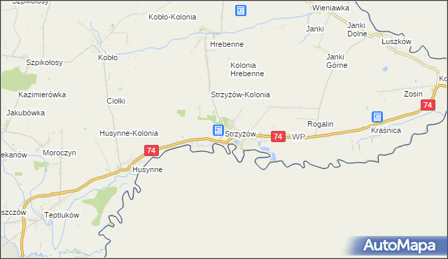 mapa Strzyżów gmina Horodło, Strzyżów gmina Horodło na mapie Targeo