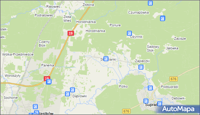 mapa Studzianki gmina Wasilków, Studzianki gmina Wasilków na mapie Targeo