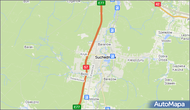 mapa Suchedniów, Suchedniów na mapie Targeo