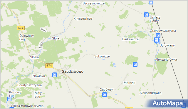 mapa Sukowicze, Sukowicze na mapie Targeo