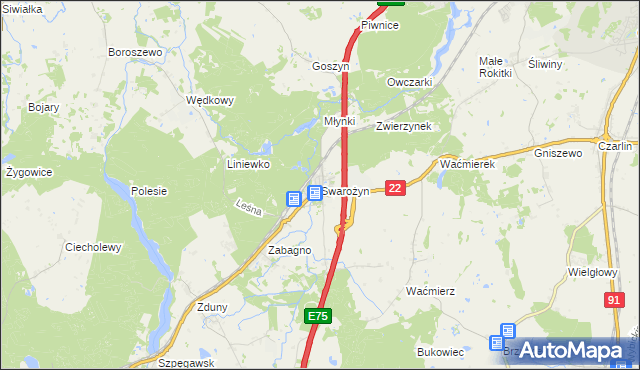 mapa Swarożyn, Swarożyn na mapie Targeo