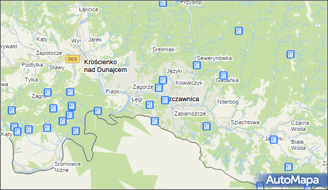 mapa Szczawnica, Szczawnica na mapie Targeo