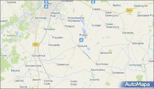 mapa Szczuka, Szczuka na mapie Targeo