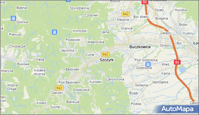 mapa Szczyrk, Szczyrk na mapie Targeo