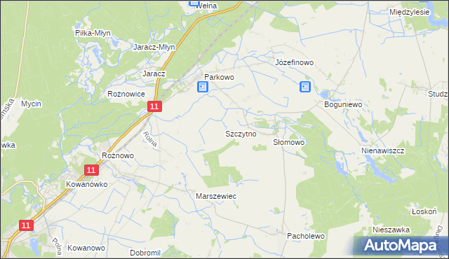mapa Szczytno gmina Rogoźno, Szczytno gmina Rogoźno na mapie Targeo