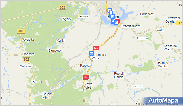 mapa Sztumska Wieś, Sztumska Wieś na mapie Targeo