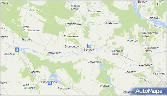 mapa Szydłów gmina Lutomiersk, Szydłów gmina Lutomiersk na mapie Targeo