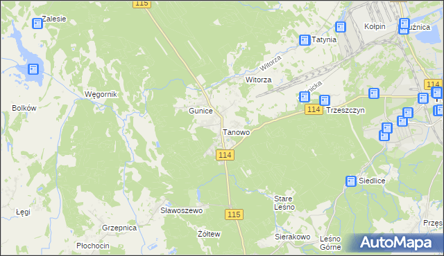 mapa Tanowo, Tanowo na mapie Targeo