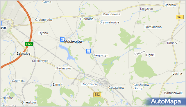 mapa Targoszyn, Targoszyn na mapie Targeo