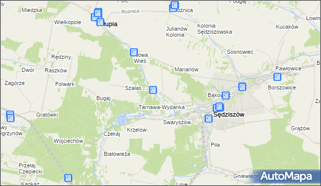 mapa Tarnawa gmina Sędziszów, Tarnawa gmina Sędziszów na mapie Targeo