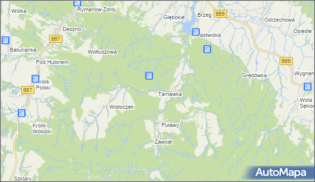 mapa Tarnawka gmina Rymanów, Tarnawka gmina Rymanów na mapie Targeo