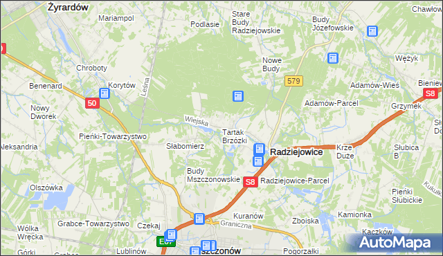 mapa Tartak Brzózki, Tartak Brzózki na mapie Targeo