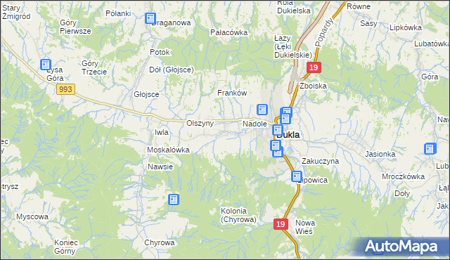 mapa Teodorówka gmina Dukla, Teodorówka gmina Dukla na mapie Targeo