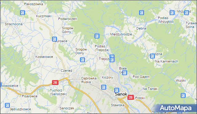 mapa Trepcza, Trepcza na mapie Targeo