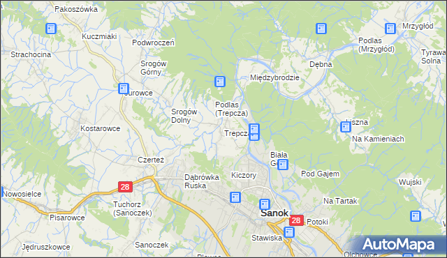 mapa Trepcza, Trepcza na mapie Targeo