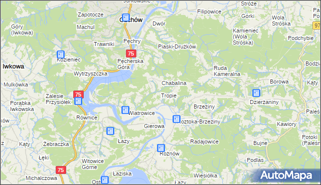 mapa Tropie gmina Gródek nad Dunajcem, Tropie gmina Gródek nad Dunajcem na mapie Targeo