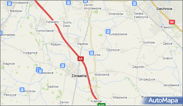 mapa Turów gmina Żórawina, Turów gmina Żórawina na mapie Targeo